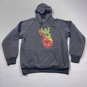 VTG Grenade Army Hoodie Men Medium Black Sweatshirt Pullover Distressed Faded